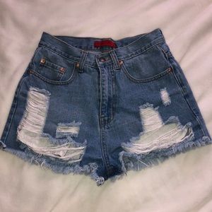signatures high waisted jean shorts
